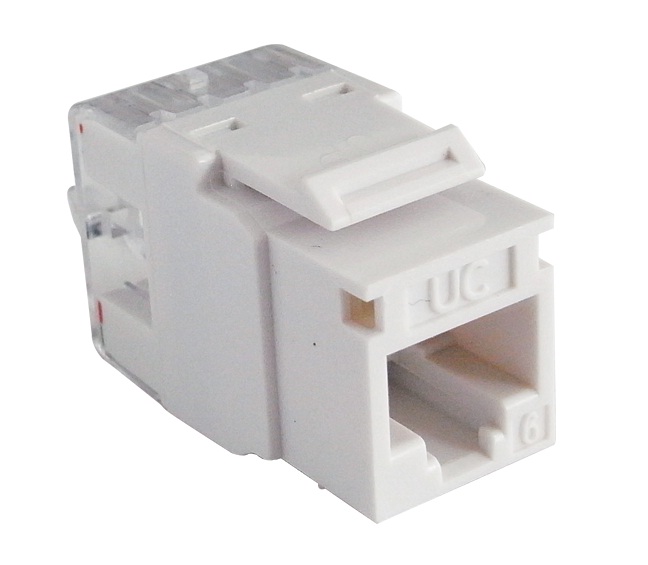 CAT.6 UC C400 MJ TR U WH V1/ BK V1 - Keystone Jack,Cat.6,RJ45,UTP, 180° Punch-down, Tool, Solid White/ Black