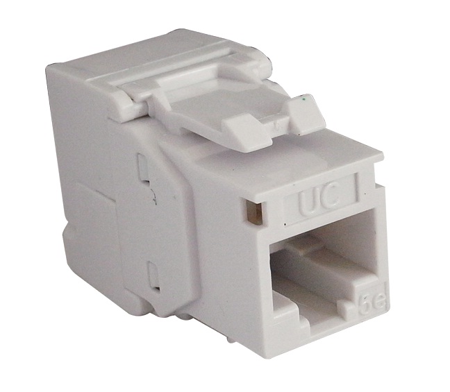 CAT.5e UC C300 MJ TF U WH V1/ BK V1 - Keystone Jack,Cat.5e,RJ45,UTP, 180°, Punch-down, White/ Black