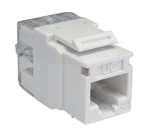 CAT.5e UC C300 MJ TR U WH V1/ BK V1 - Keystone Jack,Cat.5e,RJ45,UTP, 180°, Punch-down, White/ Black