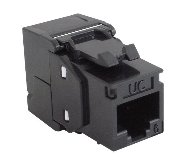 CAT.6 UC C400 MJ TF U WH V1/ BK V1 - Keystone Jack,Cat.6,RJ45,UTP, 180° Tool Free, Solid White/ Black