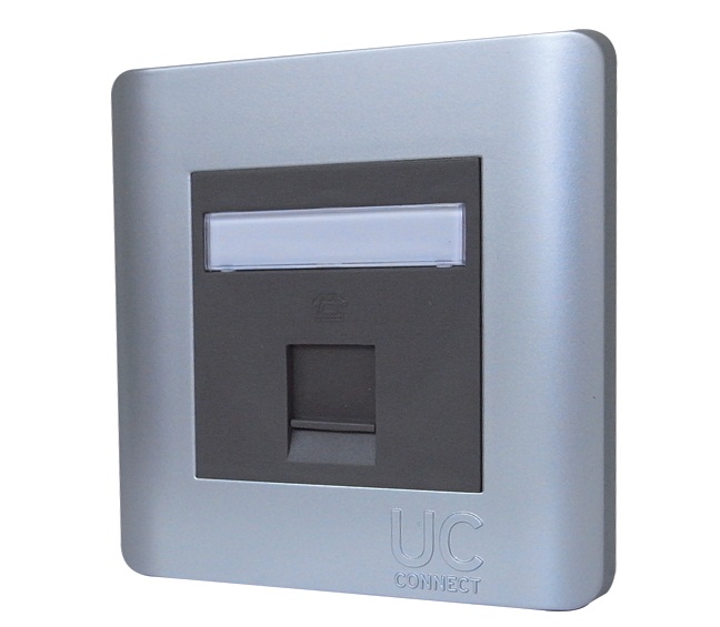 UC CACC FP CO 01/V1 - BS Flat Faceplate, 1-port, Classic, Metallic Coat Silver-Grey/Gold-White