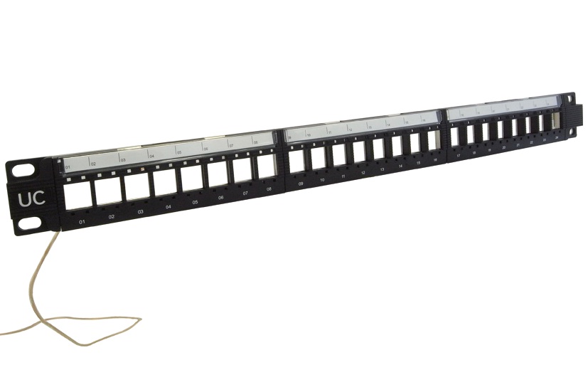 UC CACC PP S BK 24 1U - 19-in 1U 24P FTP Keystone Panel, Empty, Cat 5e / 6 / 6a, 180Â°