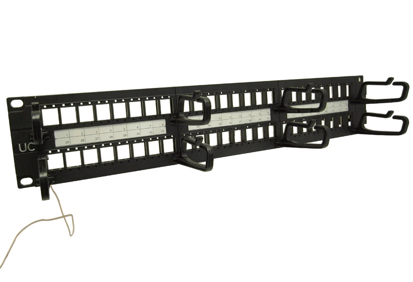 UC CACC PP S BK 48 1U - 19-in 2U 48P FTP Keystone Panel, Empty, Cat 5e / 6 / 6A, 180Â°