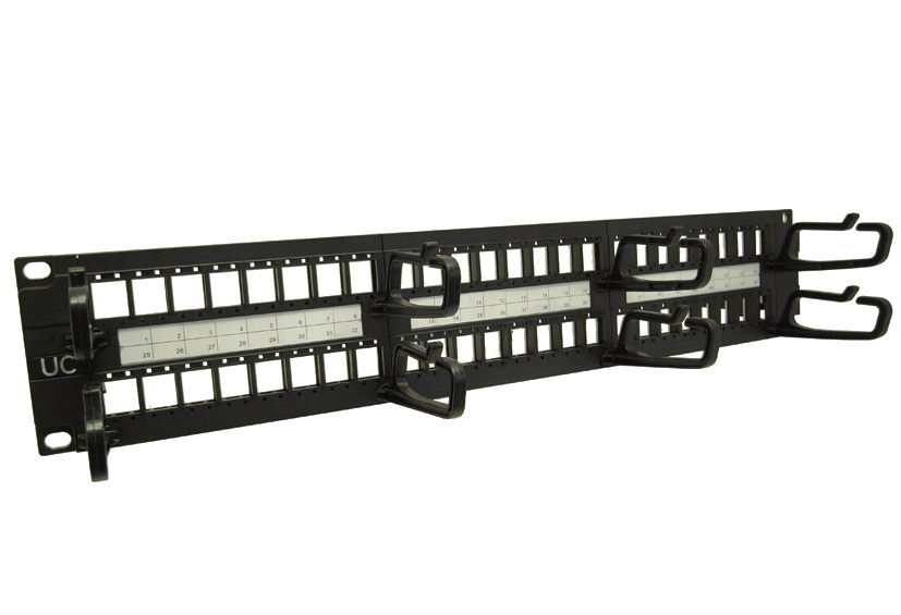 UC CACC PP U BK 48 2U - 19-in 2U 48P UTP Keystone Panel, Empty, Cat 5e / 6 , 180Â°